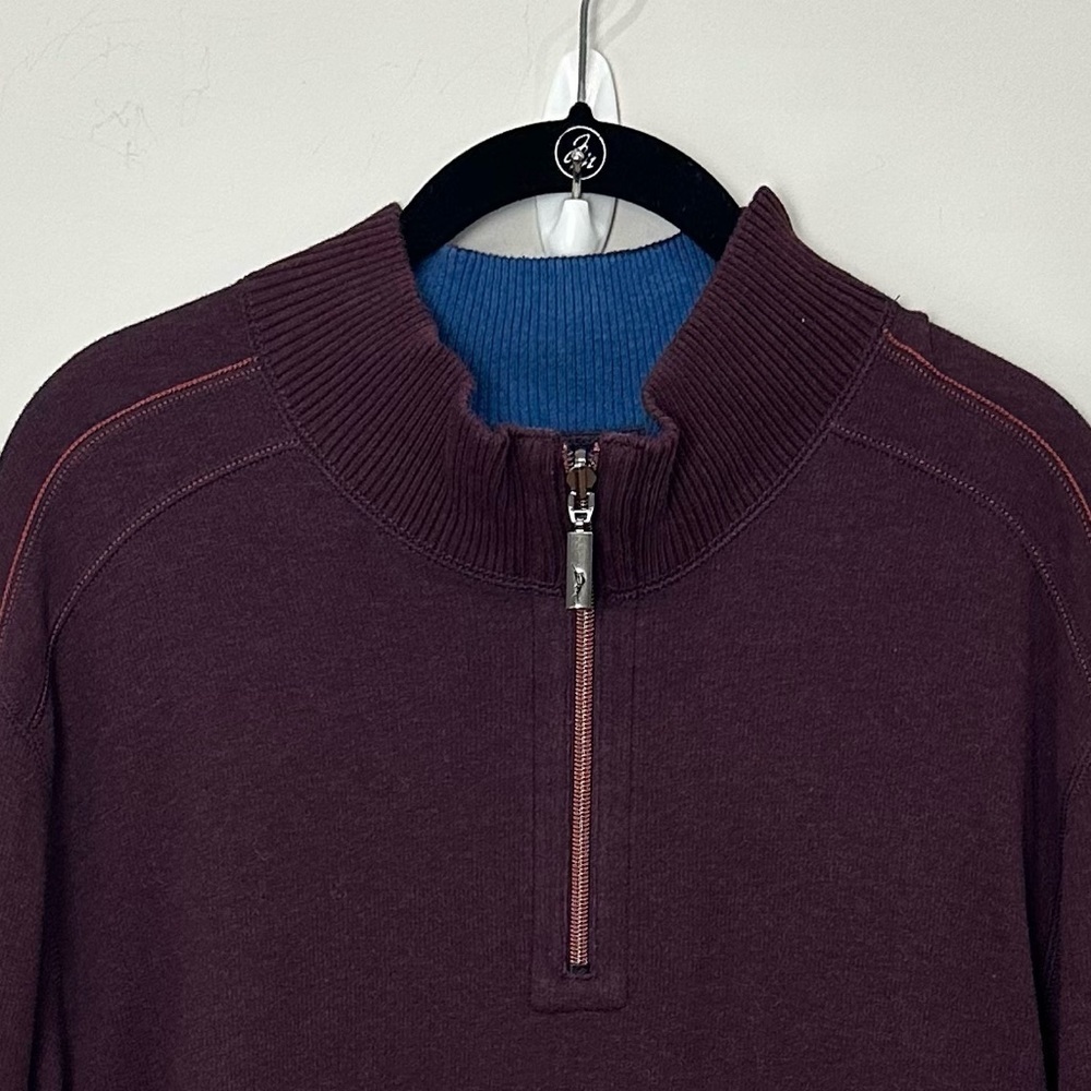 Tommy Bahama Reversible Half Zip Pullover Knit Burgandy Blue - Picture 4 of 8